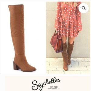 SEYCHELLE Paradise City over the knee boots 8.5 Cognac color womens Microsuede